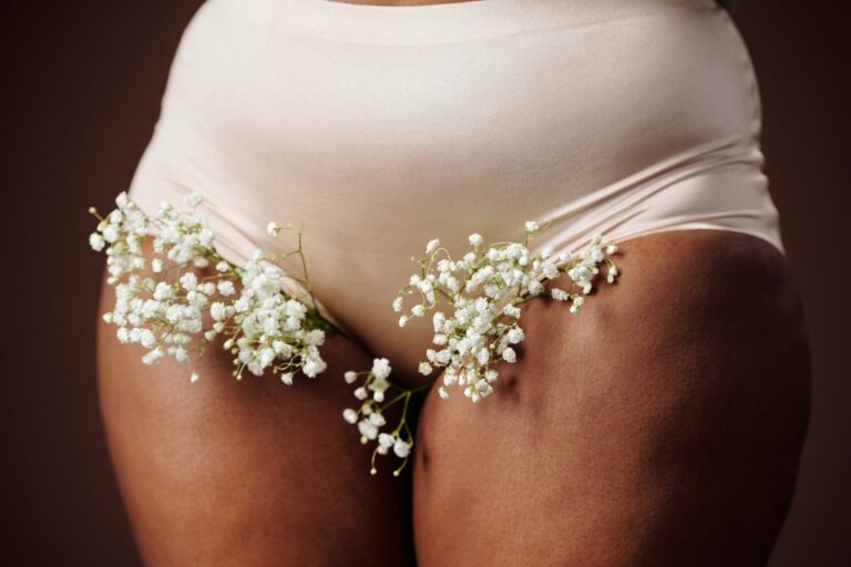 woman in white panty with babys breath